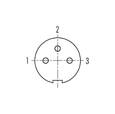 Contact arrangement (Plug-in side) M9 Female angled connector, Contacts: 3, 3.5-5.0 mm, shieldable, solder, IP67