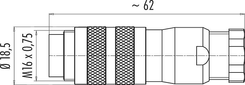 Dessin coté M16 Connecteur mâle, Contacts: 2 (02-a), 6,0-8,0 mm, blindable, souder, IP67, UL 2238