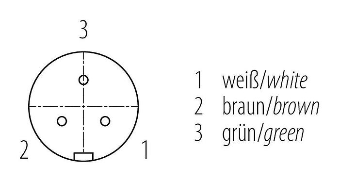 Contact arrangement (Plug-in side) Snap-In Female angled connector, Contacts: 3, 6.0-8.0 mm, unshielded, solder, IP67