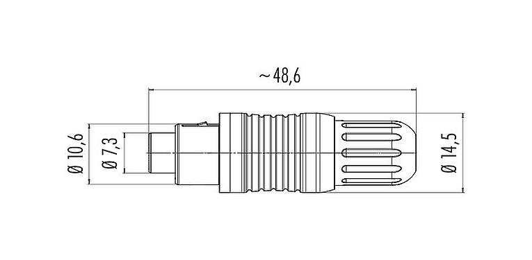 Scale drawing Push Pull Male cable connector, Contacts: 3, 3.5-5.0 mm, shieldable, solder, IP67