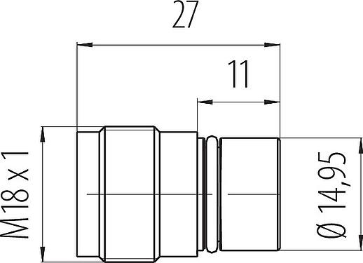 Dibujo a escala M18 Enchufe integrado, Número de contactos: 4, sin blindaje, soldadura, IP67