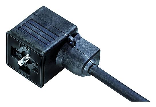 Illustration Female solenoid valve connector, Contacts: 2+2PE, unshielded, moulded on the cable, IP67, PUR, black, 5 m
