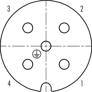 Contact arrangement (Plug-in side) RD30 Female panel mount connector, Contacts: 4+PE, unshielded, screw clamp, IP65, ESTI+, VDE, Front mounting