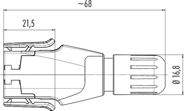 Dibujo a escala Snap-In Conector de cable macho, Número de contactos: 12, 6,0-8,0 mm, sin blindaje, soldadura, IP54