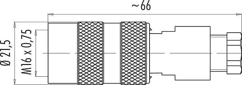 Dessin coté M16 Connecteur femelle, Contacts: 3 (03-a), 4,0-6,0 mm, non blindé, souder, IP67
