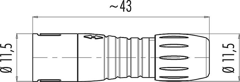 Scale drawing Snap-In Male cable connector, Contacts: 4, 3.5-5.0 mm, unshielded, solder, IP67