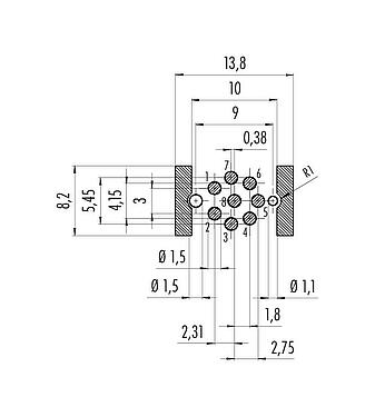 Disposition du conducteur M12 Encastrable mâle, Contacts: 8, non blindé, SMT, IP67