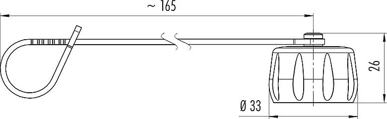 Dessin coté Capuchon de protection, IP68/IP69K branché, avec sangle de retenue