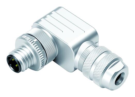 Ilustración M12 Conector macho en ángulo, Número de contactos: 4, 4,0-6,0 mm, blindable, abrazadera de alambre, IP67, con anillo de protección