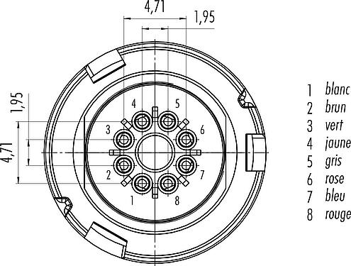 Disposition des contacts (Côté plug-in) Baïonnette Connecteur mâle, Contacts: 8, non blindé, souder, IP67, PVC, gris, 8 x 0,25 mm², 2 m