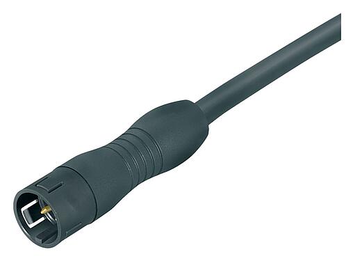 Ilustración Snap-In Conector de cable macho, Número de contactos: 12, sin blindaje, moldeado en el cable, IP67, UL 2238, PUR, negro, 12 x 0,25 mm², 2 m