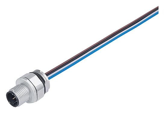 Illustration M12 Male panel mount connector, Contacts: 4, unshielded, single wires, IP68, UL 2238, M16x1.5, Front mounting, Positionable coding alignment