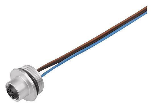 Illustration M12 Female panel mount connector, Contacts: 5, unshielded, single wires, IP67, UL 2238, M20x1.5, Front mounting, potted