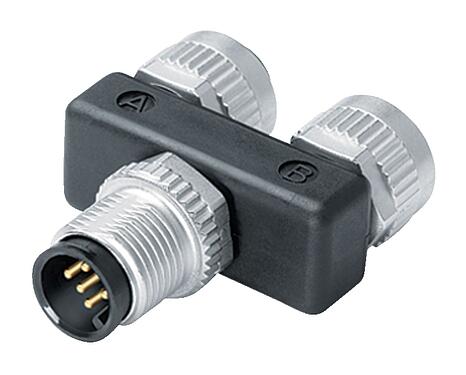 Illustration M12 Twin distributors Y-distributor, male connector - 2 female connector, Contacts: 8, unshielded, pluggable, IP68, UL 2238