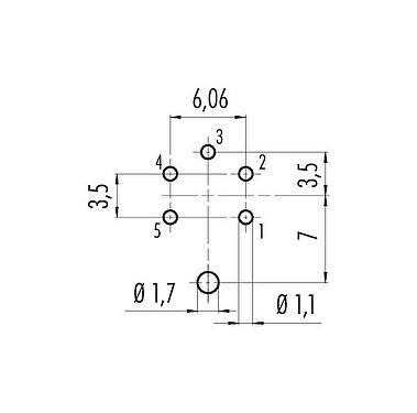 Disposición del conductor M16 Enchufe de brida, Número de contactos: 5 (05-a), blindable, THT, IP40, M18x0,75, Montaje en pared