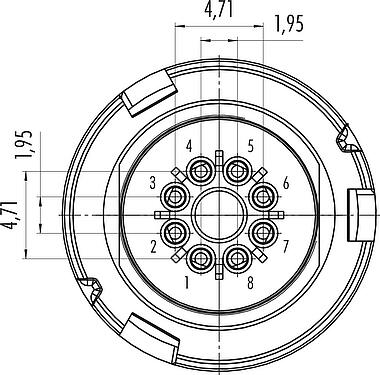 Disposición de los contactos (lado de la conexión) Bayoneta Conector macho en ángulo, Número de contactos: 8, 2,5-4,0 mm, sin blindaje, soldadura, IP67