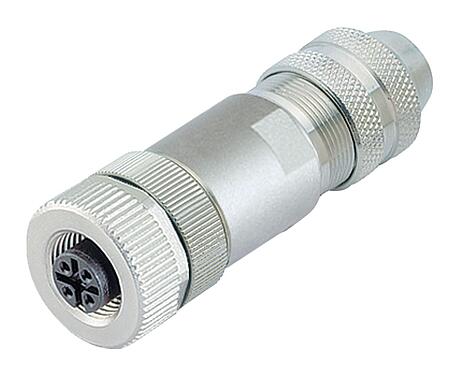Illustration (peut varier) M12 Connecteur femelle, Contacts: 4, 6,0-8,0 mm, blindable, pince à visser, IP67, UL 2238, avec anneau de protection