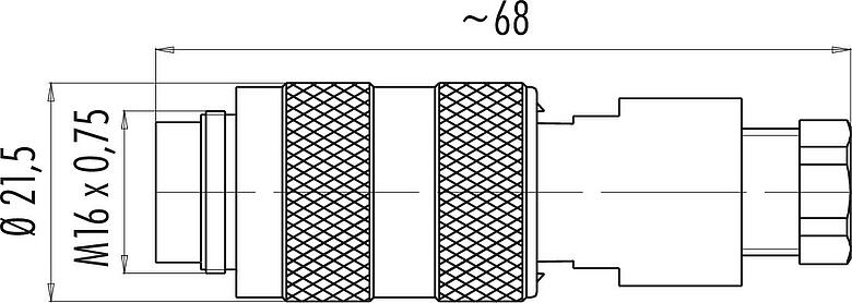 Scale drawing M16 Male cable connector, Contacts: 2 (02-a), 4.0-6.0 mm, unshielded, solder, IP67