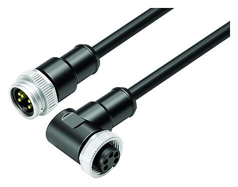 Ilustración 7/8" Cable de conexión conector de cable macho - conector de cable hembra, Número de contactos: 4+PE, sin blindaje, moldeado en el cable, IP68, UL 2238, PUR, negro, 5 x 1,50 mm², 10 m