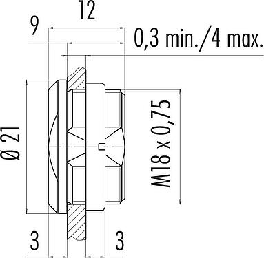 Dibujo a escala Tapón ciego / Tapón ciego, IP67, Tuerca anular adjunta suelta