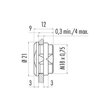 Scale drawing Blind plug / Dummy plug, IP67, Ring nut enclosed loose