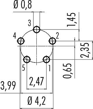Disposición del conductor Snap-In Enchufe de brida, Número de contactos: 5, sin blindaje, THT, IP67, M8x0,75, Montaje frontal