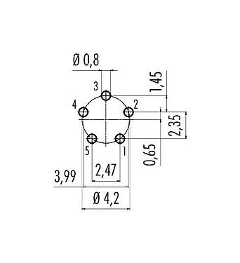Disposition du conducteur Snap-In Embase mâle, Contacts: 5, non blindé, THT, IP67, M8x0,75, Montage frontal