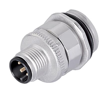 Illustration M12 Male panel mount connector, Contacts: 4, unshielded, screw clamp, IP67, UL 2238, M20x1.5, Front mounting, for the power supply