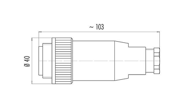 Scale drawing RD30 Male cable connector, Contacts: 4+PE, 14.0-18.0 mm, unshielded, screw clamp, IP65, ESTI+, VDE