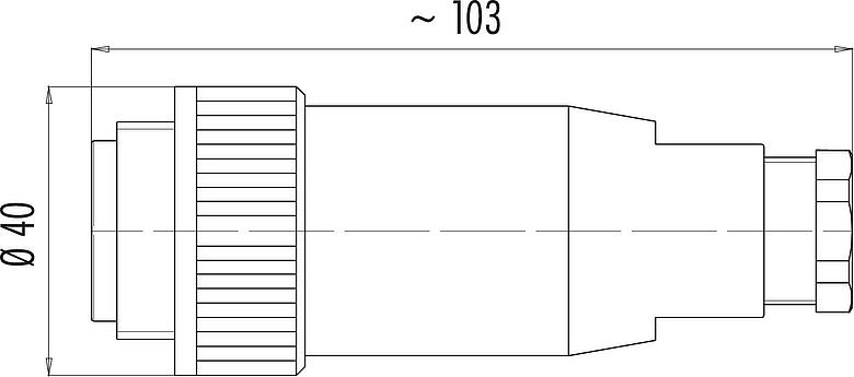 Dessin coté RD30 Connecteur mâle, Contacts: 4+PE, 14,0-18,0 mm, non blindé, pince à visser, IP65, ESTI+, VDE