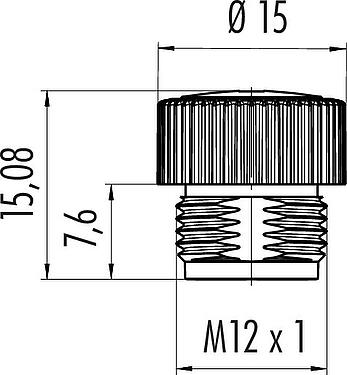 Dessin coté Capuchon de protection, IP67, pour embase femelle
