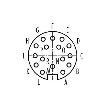 Disposition des contacts (Côté plug-in) Baïonnette Embase femelle, Contacts: 16, non blindé, souder, IP40, M18x0,75, Montage mural arrière