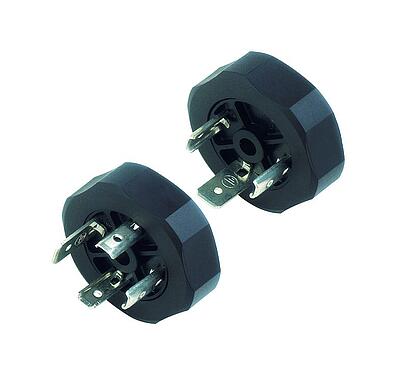 Illustration Male power connector, Contacts: 3+PE, unshielded, solder, IP40 without seal, VDE, ESTI+, Union nut