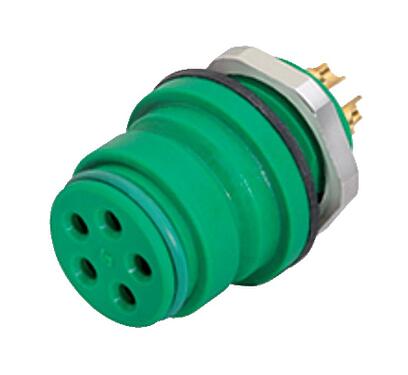 Illustration Snap-In Female panel mount connector, Contacts: 3, unshielded, solder, IP67, UL 2238, VDE, M12x1.0, Front mounting
