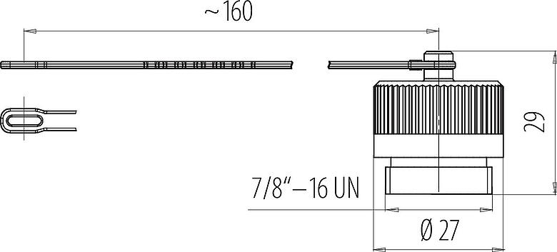 Dibujo a escala 7/8" Tapa protectora, IP67, con correa de sujeción