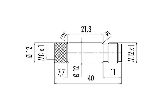 Scale drawing M12/M8 Adapter, Contacts: 3, unshielded, pluggable, IP67