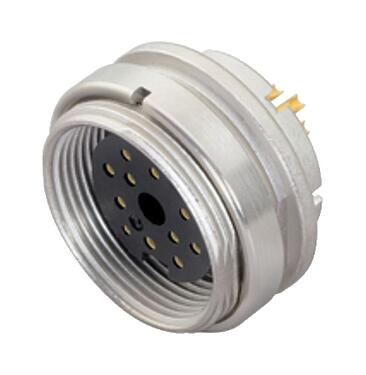 Illustration M16 Female panel mount connector, Contacts: 24, unshielded, solder, IP40, M18x0,75, Rear mounting