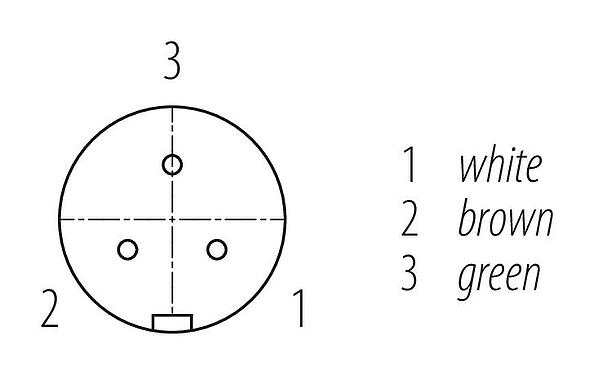 Disposición de los contactos (lado de la conexión) Snap-In Conector de cable hembra, Número de contactos: 3, sin blindaje, moldeado en el cable, IP67, UL 2238, PUR, negro, 3 x 0,75 mm², 2 m