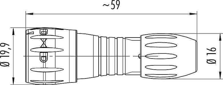 Dessin coté Baïonnette Connecteur mâle, Contacts: 8, 4,0-6,0 mm, non blindé, souder, IP67