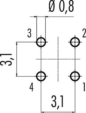 Disposición del conductor Snap-In Enchufe de brida, Número de contactos: 4, sin blindaje, THT, IP67, M8x0,75, Montaje frontal