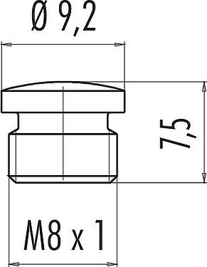 Scale drawing Protecting cap, IP67, for female panel mount connector