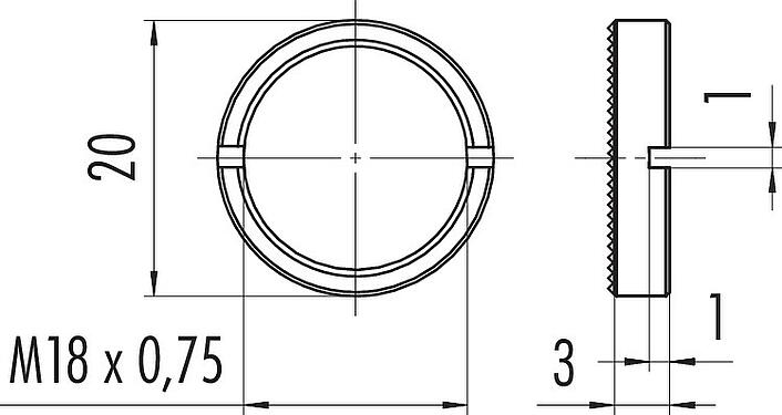 Dibujo a escala alternativamente CuZn39 Pb3 Rmin. 400 o CuZn38 Pb2 Rmin. 410