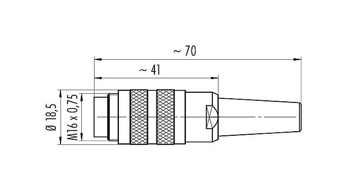 Scale drawing M16 Male cable connector, Contacts: 4 (04-a), 4.0-6.0 mm, shieldable, screw clamp, IP40