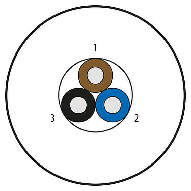 Illustration Raw cable, Contacts: 3 wires, unshielded, TPE, yellow, 3 x 0.34 mm², variable length