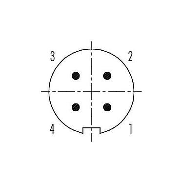Contact arrangement (Plug-in side) Push Pull Male panel mount connector, Contacts: 4, unshielded, solder, IP40, M14x0,5, Front mounting