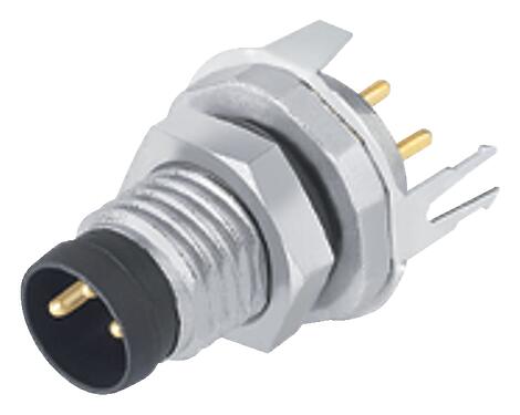 Illustration M8 Male panel mount connector, Contacts: 8, shieldable, THT, IP67, UL 2238, M8x1.0, Rear mounting, potted