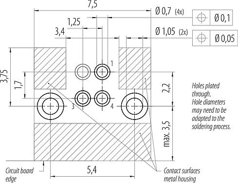Conductor layout M5 Male angled panel mount connector, Contacts: 3, shieldable, solder, IP68, UL 2238, Rear mounting, potted