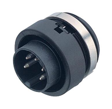 Illustration Bayonet Male panel mount connector, Contacts: 3, unshielded, solder, IP40, M18x0,75, Front mounting