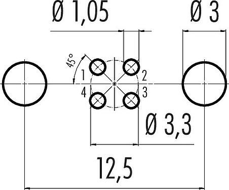 Disposición del conductor M8 Toma de ángulo brida, Número de contactos: 4, blindable, THT, IP67, Montaje en pared, moldeado
