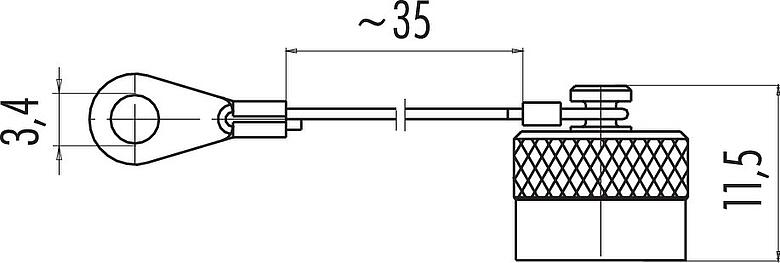 Scale drawing Protecting cap, IP67, for male panel mount connector